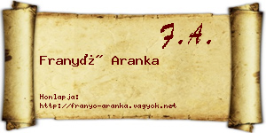 Franyó Aranka névjegykártya