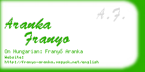 aranka franyo business card