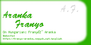 aranka franyo business card